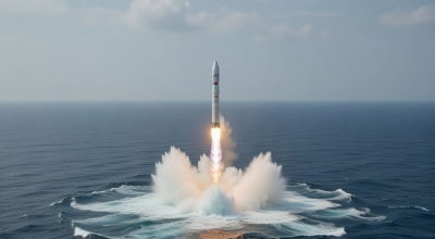 Китай впервые запустил первую ступень ракеты Long March 10 с морской платформы